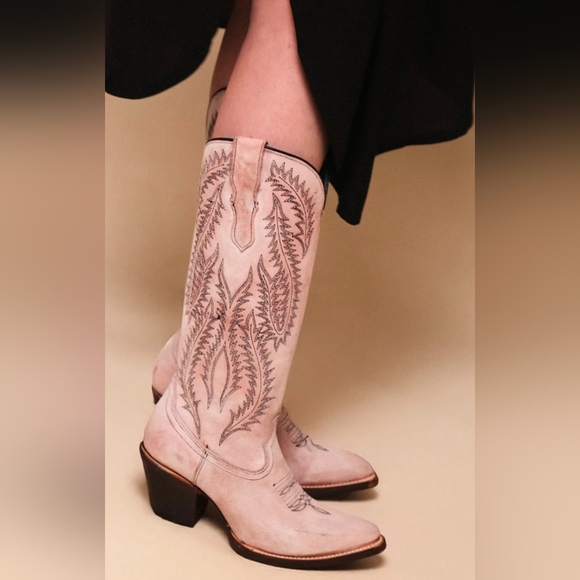 Corral Embroidery Rose Top Tip Toe Western Cowboy Boots 10.5 - Picture 4 of 6